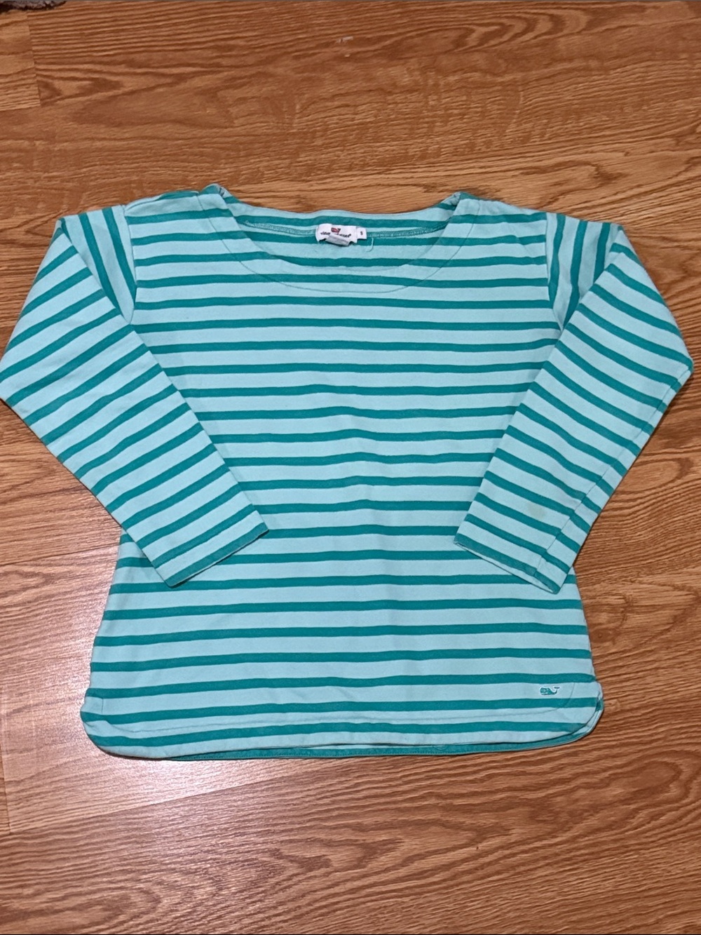 Vineyard Vines Teal and Mint Striped Long-Sleeve Tee